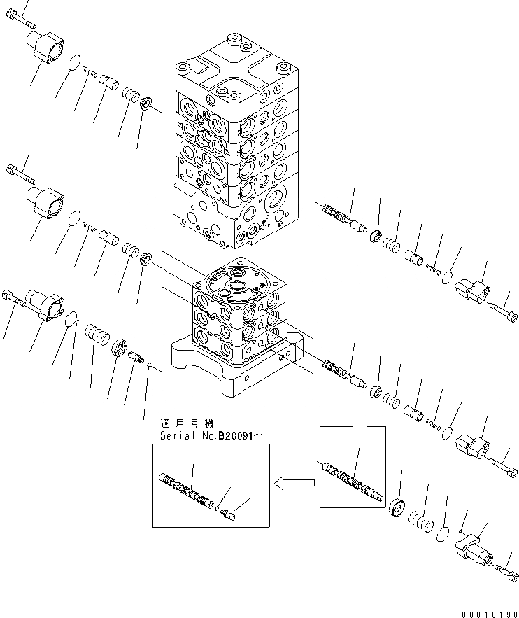Схема запчастей Komatsu PC160LC-7 - ОСНОВН. КЛАПАН (7-КЛАПАН) (/8) ОСНОВН. КОМПОНЕНТЫ И РЕМКОМПЛЕКТЫ