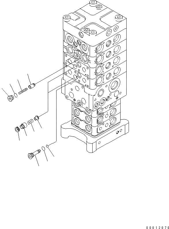 Схема запчастей Komatsu PC160LC-7 - ОСНОВН. КЛАПАН (7-КЛАПАН) (/9) (С РУКОЯТЬ СТОПОРН. КЛАПАН) ОСНОВН. КОМПОНЕНТЫ И РЕМКОМПЛЕКТЫ