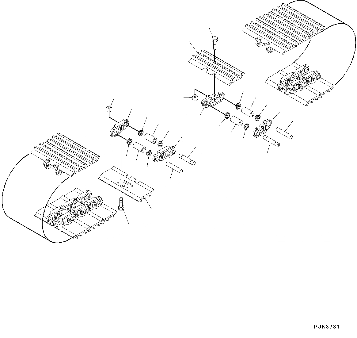 Схема запчастей Komatsu PC160LC-8 - ГУСЕНИЦЫ ASSEMBLY, ТРОЙН. SHOE ГРУНТОЗАЦЕП, 7MM ШИР. НИЖН.CARRIAGE