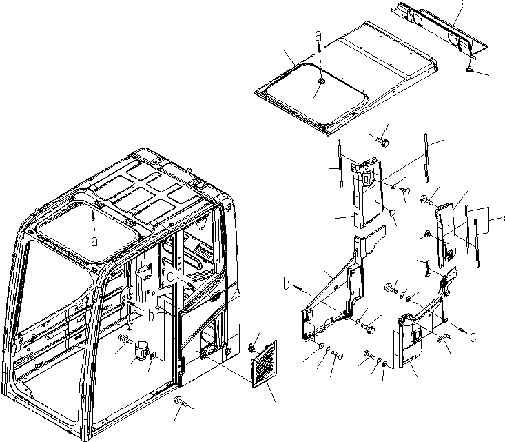 Схема запчастей Komatsu PC200-8 - КАБИНА (КРЫША КРЫШКАAND ВПУСК ВОЗДУХА)(№C-) КАБИНА ОПЕРАТОРА И СИСТЕМА УПРАВЛЕНИЯ