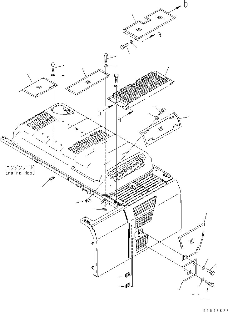 Схема запчастей Komatsu PC200-8 - КАПОТ (NET) ЧАСТИ КОРПУСА