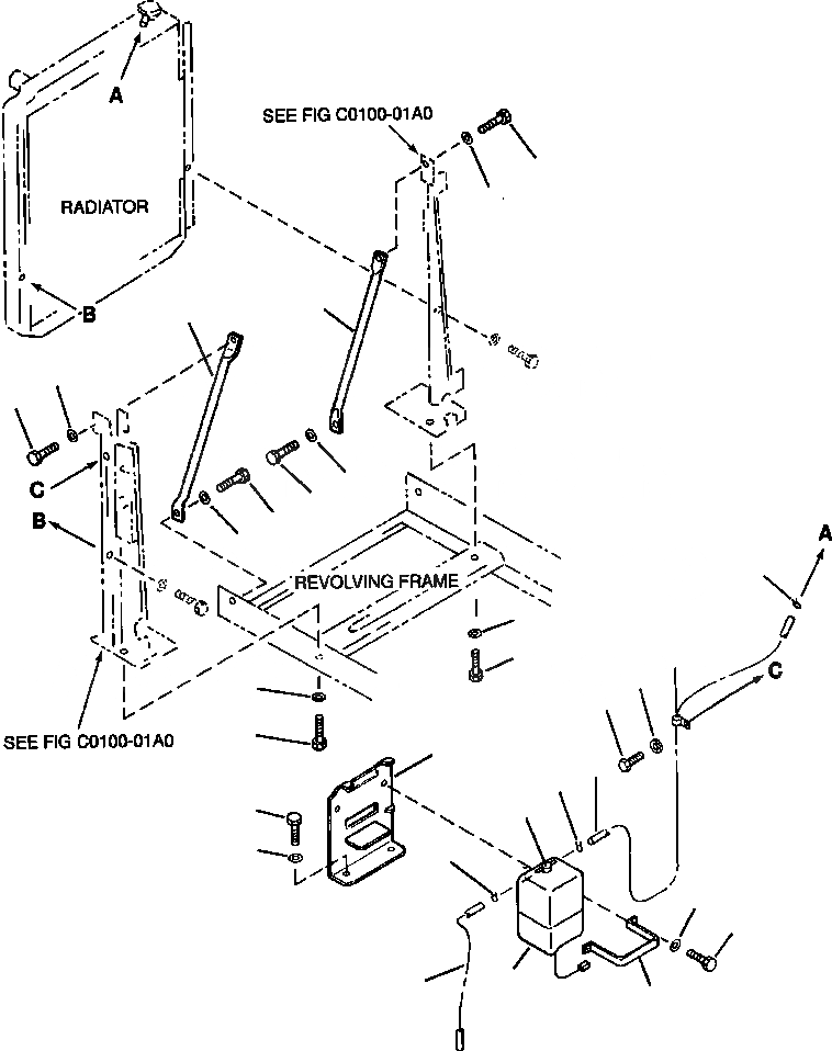 Схема запчастей Komatsu PC200-6LC - FIG NO. C-A КРЕПЛЕНИЕ РАДИАТОРА СИСТЕМА ОХЛАЖДЕНИЯ
