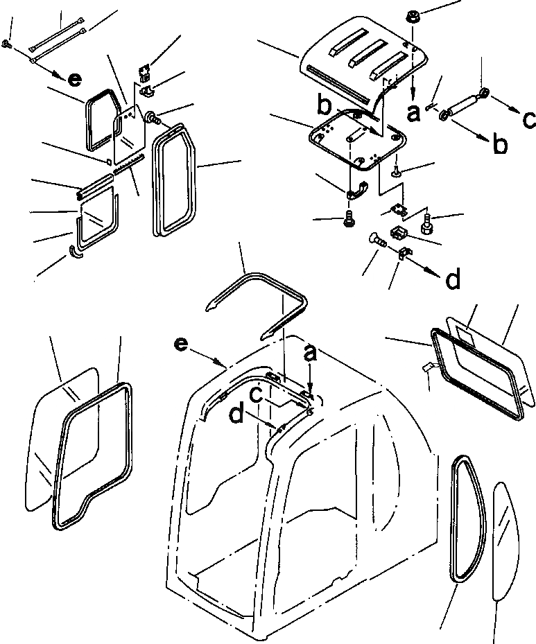Схема запчастей Komatsu PC200-6LC - FIG NO. K-A КАБИНА ОКНАS И КРЫША ВЕНТИЛЯТОРILATION КАБИНА ОПЕРАТОРА И СИСТЕМА УПРАВЛЕНИЯ
