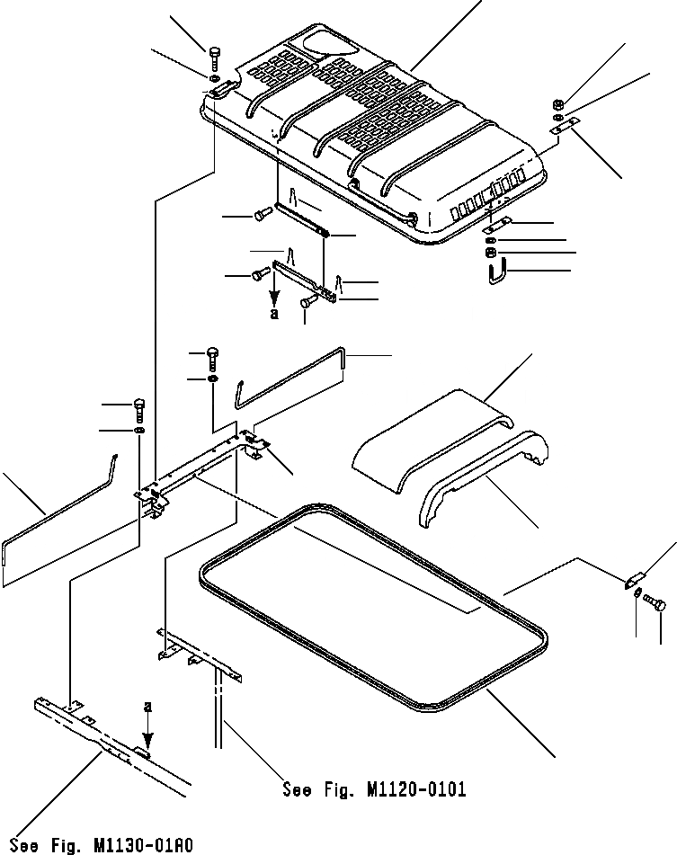 Схема запчастей Komatsu PC200-6LC - FIG NO. M-A КАПОТ ЧАСТИ КОРПУСА