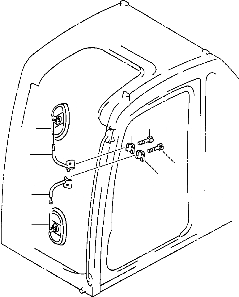 Схема запчастей Komatsu PC200-6LC - FIG NO. M- ЗЕРКАЛА ЗАДН. ВИДА(ЛЕВ.) ЧАСТИ КОРПУСА