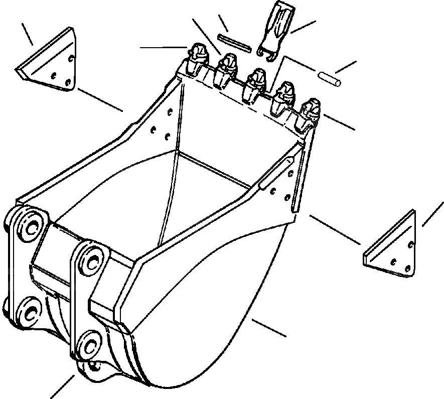 Схема запчастей Komatsu PC200-6LC - FIG NO. T- КОВШ С VERTIБЛОКИР. TEETH - ESCO УСИЛ. ПЛАСТИНА LIP - IN. (9MM) ШИР. РАБОЧЕЕ ОБОРУДОВАНИЕ