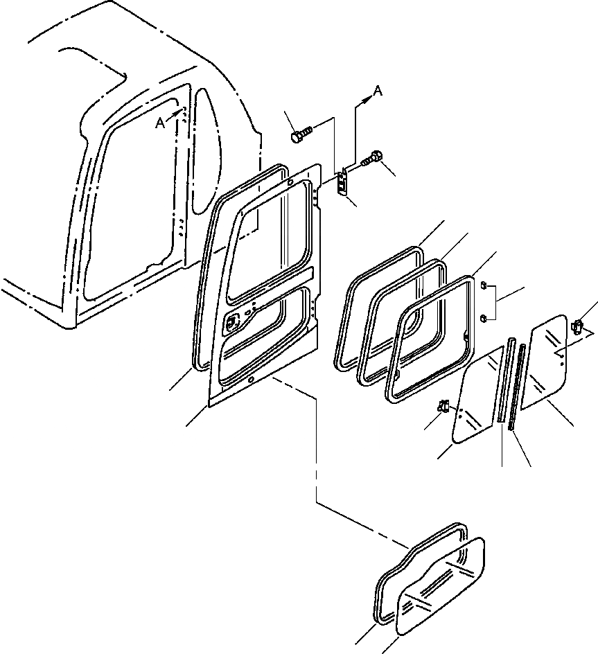 Схема запчастей Komatsu PC200LC-6LE - FIG. K-A КАБИНА - ДВЕРЬ КАБИНА ОПЕРАТОРА И СИСТЕМА УПРАВЛЕНИЯ
