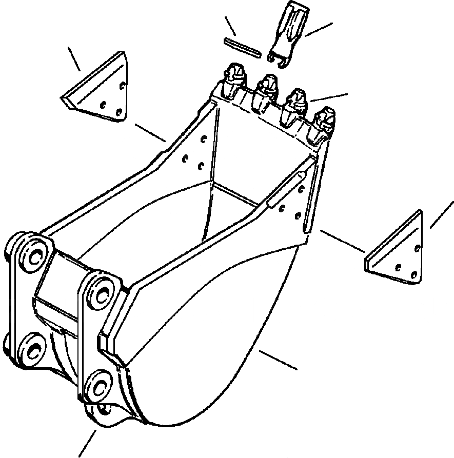 Схема запчастей Komatsu PC200LC-6LE - FIG. T-A КОВШ С SUPER V TEETH - ESCO - УСИЛ. CAST LIP - IN. ШИР., .7 YD РАБОЧЕЕ ОБОРУДОВАНИЕ