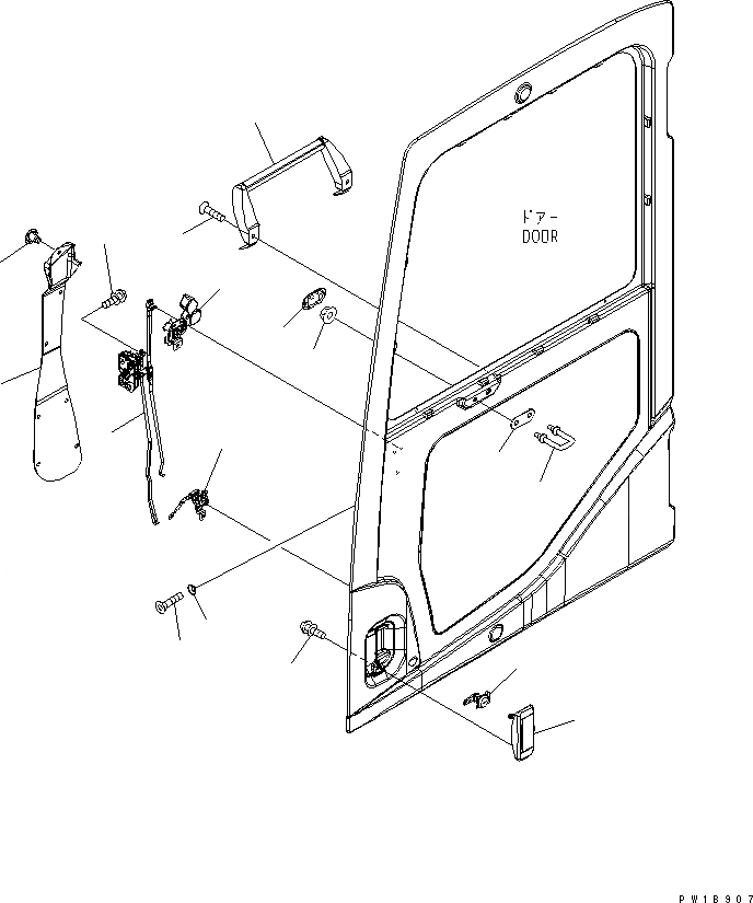 Схема запчастей Komatsu PC200LC-7B - КАБИНА (ЗАМОК ДВЕРИ) КАБИНА ОПЕРАТОРА И СИСТЕМА УПРАВЛЕНИЯ