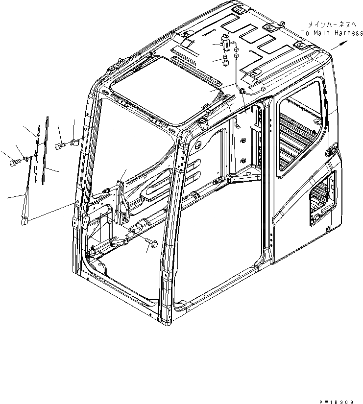 Схема запчастей Komatsu PC200LC-7B - КАБИНА (ДВОРНИКИ И ОСВЕЩЕНИЕ) КАБИНА ОПЕРАТОРА И СИСТЕМА УПРАВЛЕНИЯ