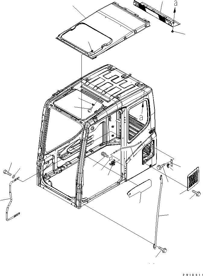 Схема запчастей Komatsu PC200LC-7B - КАБИНА (АКСЕССУАРЫ) КАБИНА ОПЕРАТОРА И СИСТЕМА УПРАВЛЕНИЯ