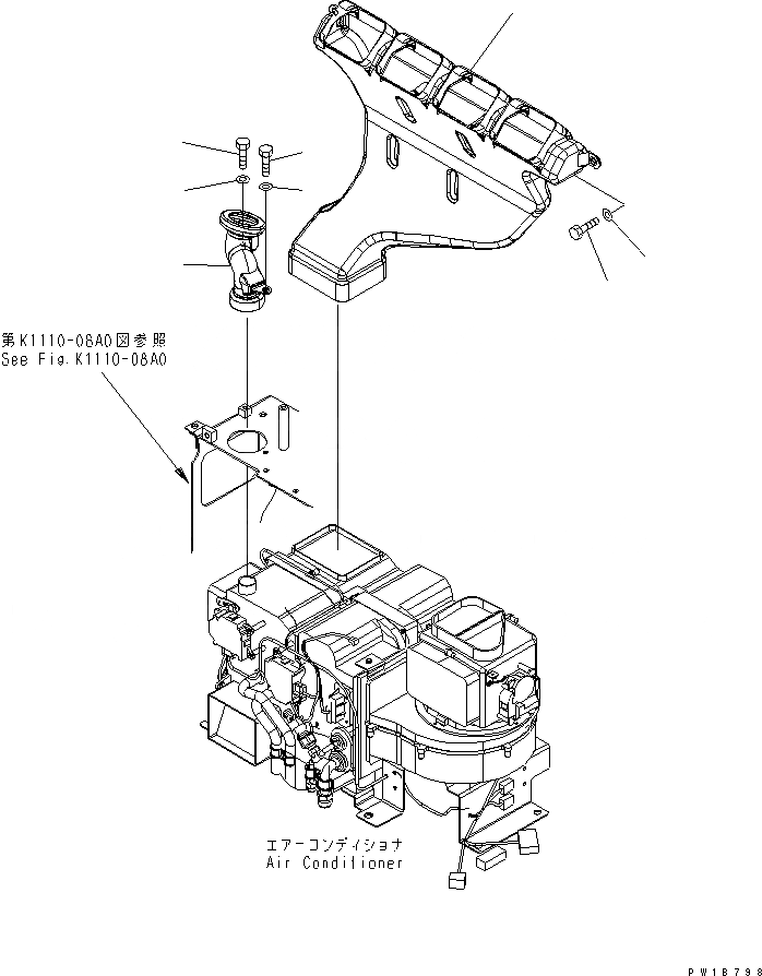 Схема запчастей Komatsu PC200LC-7B - КОНДИЦ. ВОЗДУХА (ЗАДН. ВОЗДУХОВОД) КАБИНА ОПЕРАТОРА И СИСТЕМА УПРАВЛЕНИЯ