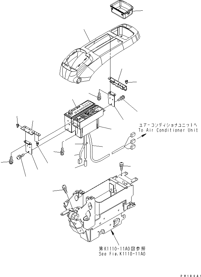 Схема запчастей Komatsu PC200LC-7B - ОСНОВН. КОНСТРУКЦИЯ (КОНСОЛЬ) (ВЕРХН.) (ЛЕВ.) (С КОНДИЦИОНЕРОМ И РАДИО) (ДЛЯ США) КАБИНА ОПЕРАТОРА И СИСТЕМА УПРАВЛЕНИЯ