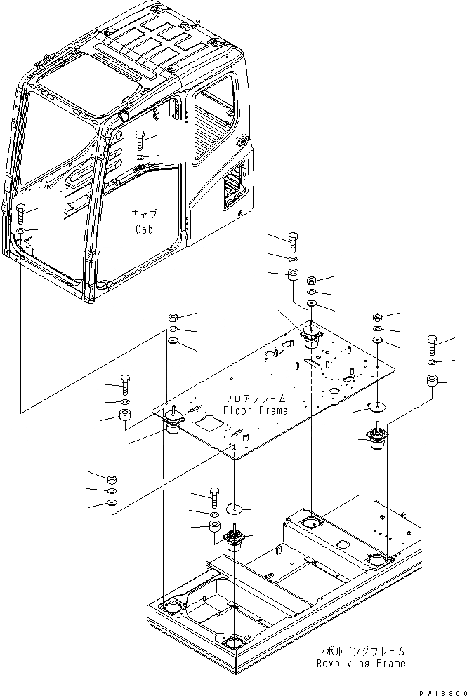 Схема запчастей Komatsu PC200LC-7B - КРЕПЛЕНИЕ ПОЛА КАБИНА ОПЕРАТОРА И СИСТЕМА УПРАВЛЕНИЯ