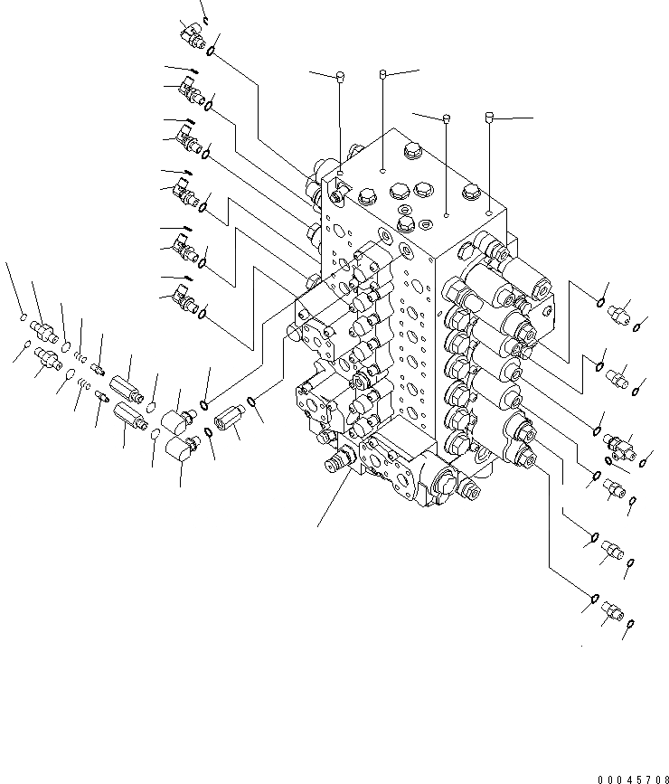 Схема запчастей Komatsu PC200-8 - ОСНОВН. УПРАВЛЯЮЩ. КЛАПАН (ДЛЯ -АКТУАТОР) (СОЕДИНИТЕЛЬН. ЧАСТИ) (/) ГИДРАВЛИКА