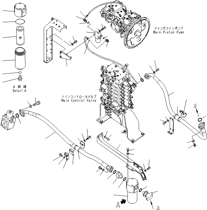 Схема запчастей Komatsu PC200-8 - НАВЕСН.ОБОРУД. ЛИНИЯ (ВОЗВРАТ. И ГЛАВНЫЙ ФИЛЬТР) (ДЛЯ -АКТУАТОР) ГИДРАВЛИКА