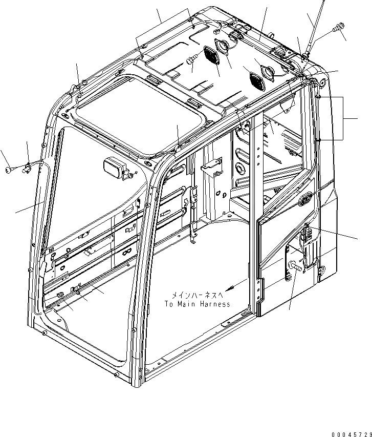 Схема запчастей Komatsu PC200-8 - КАБИНА (ГРОМКОГОВОРИТ. И ОМЫВАТЕЛЬ СТЕКЛА)(№C-C) КАБИНА ОПЕРАТОРА И СИСТЕМА УПРАВЛЕНИЯ