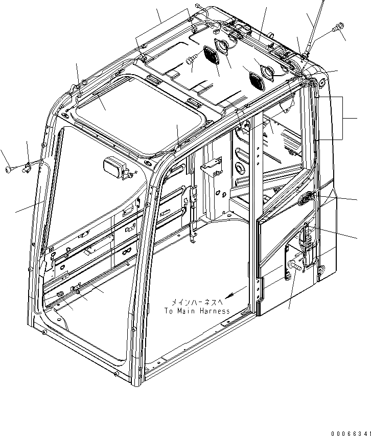 Схема запчастей Komatsu PC200-8 - КАБИНА (ГРОМКОГОВОРИТ. И ОМЫВАТЕЛЬ СТЕКЛА) (KAL СПЕЦ-Я.)(№C-) КАБИНА ОПЕРАТОРА И СИСТЕМА УПРАВЛЕНИЯ