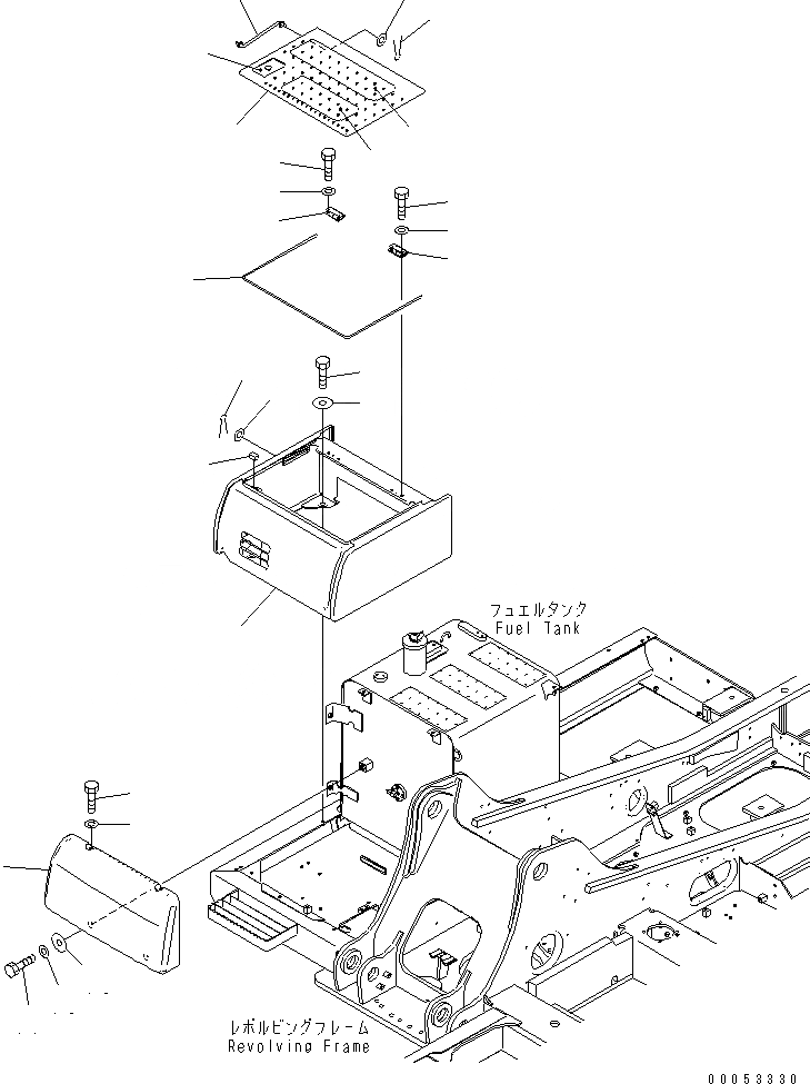 Схема запчастей Komatsu PC200-8 - АККУМУЛЯТОРН. ОТСЕК(№C-C) ЧАСТИ КОРПУСА