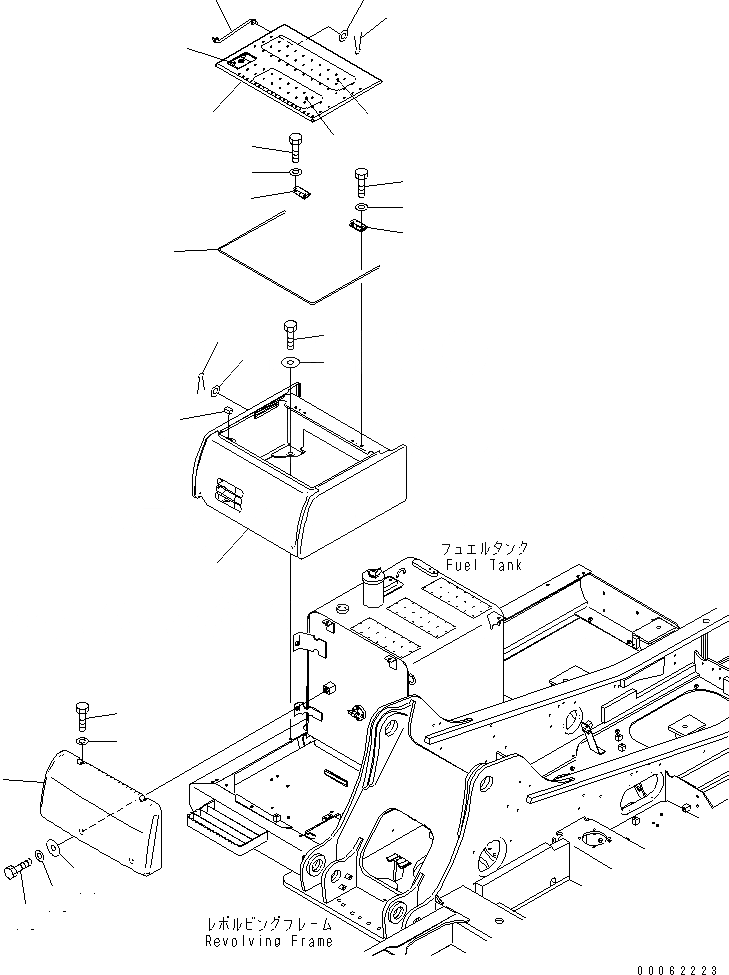 Схема запчастей Komatsu PC200-8 - АККУМУЛЯТОРН. ОТСЕК(№C-) ЧАСТИ КОРПУСА