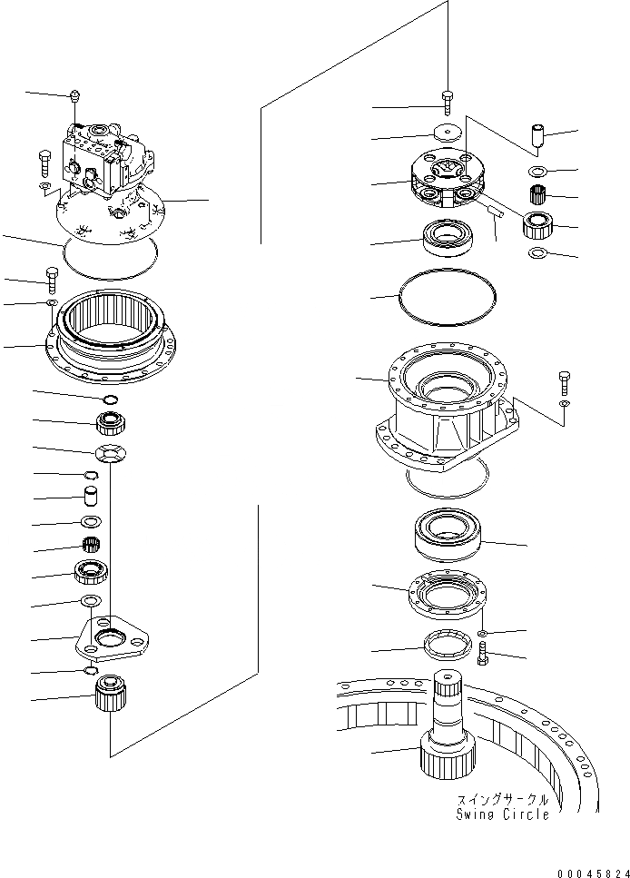 Схема запчастей Komatsu PC200-8 - МЕХАНИЗМ ПОВОРОТА (МОТОР И MACHINERY) ПОВОРОТН. КРУГ И КОМПОНЕНТЫ