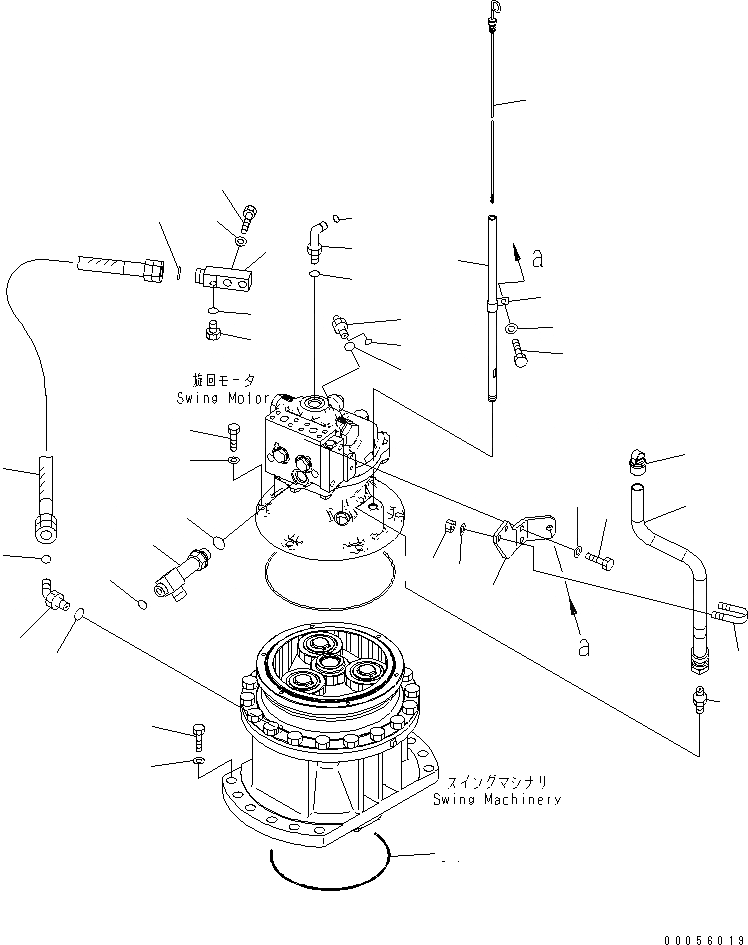 Схема запчастей Komatsu PC200-8 - МЕХАНИЗМ ПОВОРОТА (GAUGE И ДРЕНАЖН. ТРУБЫ)(№C-C) ПОВОРОТН. КРУГ И КОМПОНЕНТЫ