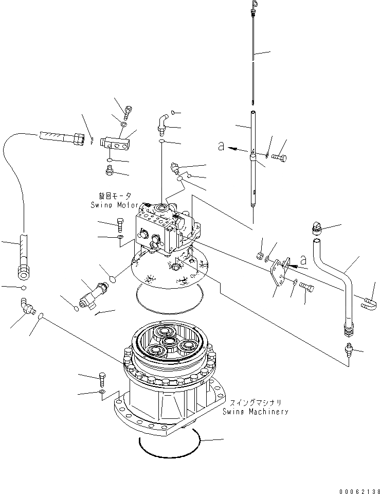 Схема запчастей Komatsu PC200-8 - МЕХАНИЗМ ПОВОРОТА (GAUGE И ДРЕНАЖН. ТРУБЫ)(№C-) ПОВОРОТН. КРУГ И КОМПОНЕНТЫ