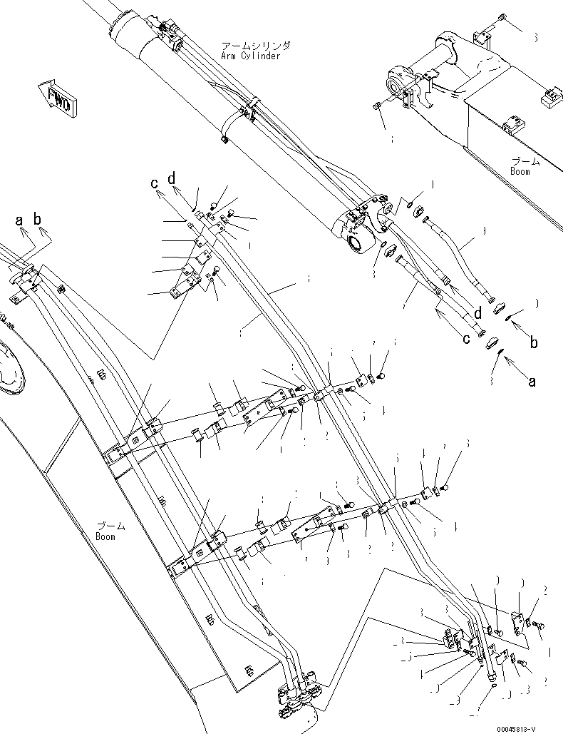 Схема запчастей Komatsu PC200-8 - СТРЕЛА (РУКОЯТЬ ЛИНИЯ СТОПОРН. КЛАПАНА)(№C-) РАБОЧЕЕ ОБОРУДОВАНИЕ