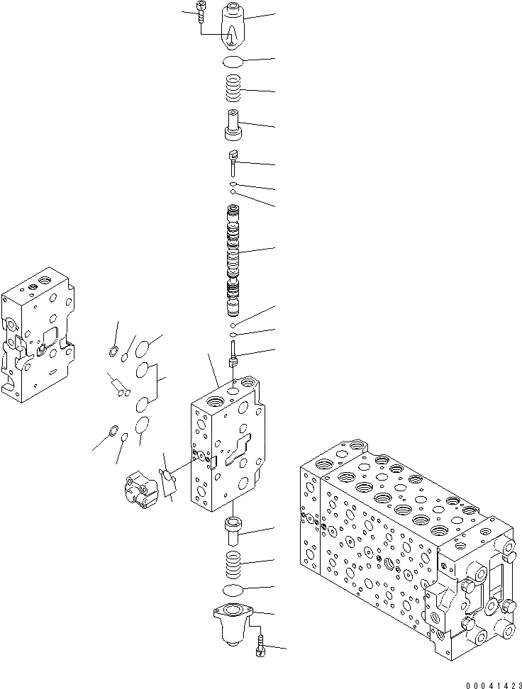 Схема запчастей Komatsu PC200-8 - ОСНОВН. КЛАПАН (8-СЕКЦИОНН.) (9/) ОСНОВН. КОМПОНЕНТЫ И РЕМКОМПЛЕКТЫ