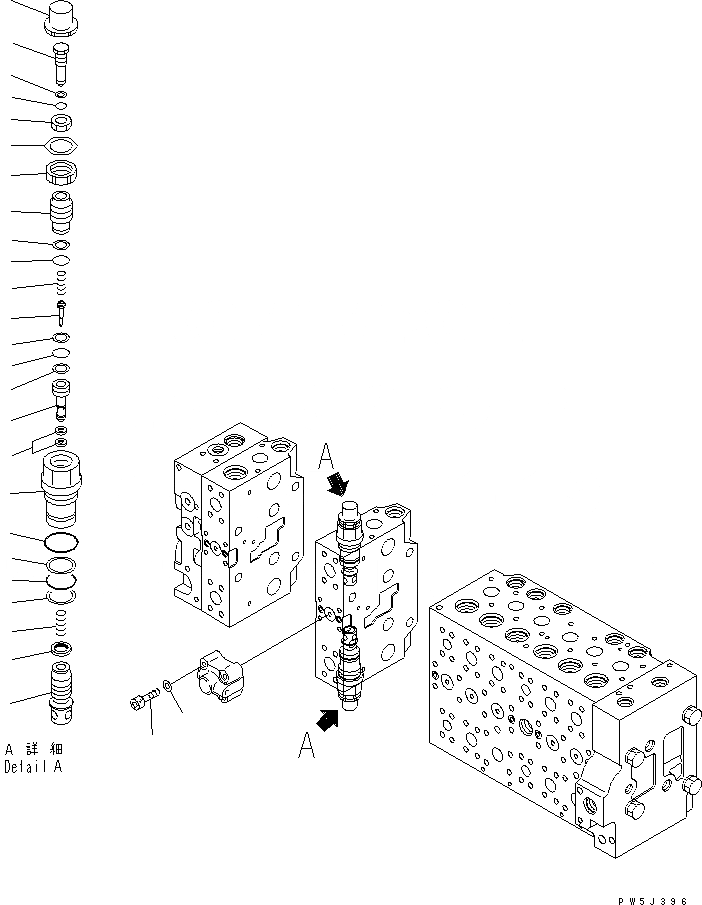 Схема запчастей Komatsu PC200LC-7L - ОСНОВН. КЛАПАН (7TH СЕКЦ. БЕЗОПАСН. ВСАСЫВ. КЛАПАН) ( АКТУАТОР) ГИДРАВЛИКА