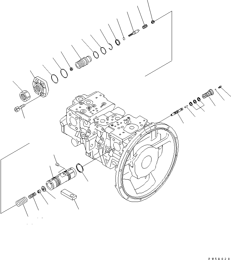 Схема запчастей Komatsu PC200LC-7L - ОСНОВН. НАСОС (ПЕРЕДН. PC КЛАПАН) ГИДРАВЛИКА