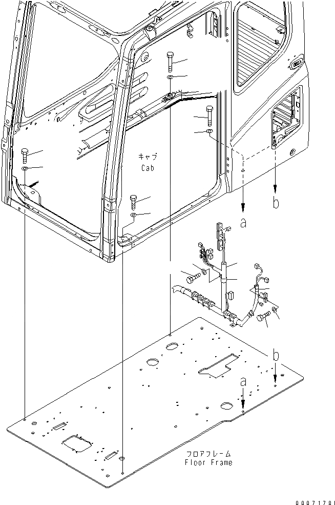 Схема запчастей Komatsu PC200LC-7L - ОСНОВН. КОНСТРУКЦИЯ (КАБИНА) (КРЕПЛЕНИЕ И БОЛТ)(№A878-) КАБИНА ОПЕРАТОРА И СИСТЕМА УПРАВЛЕНИЯ