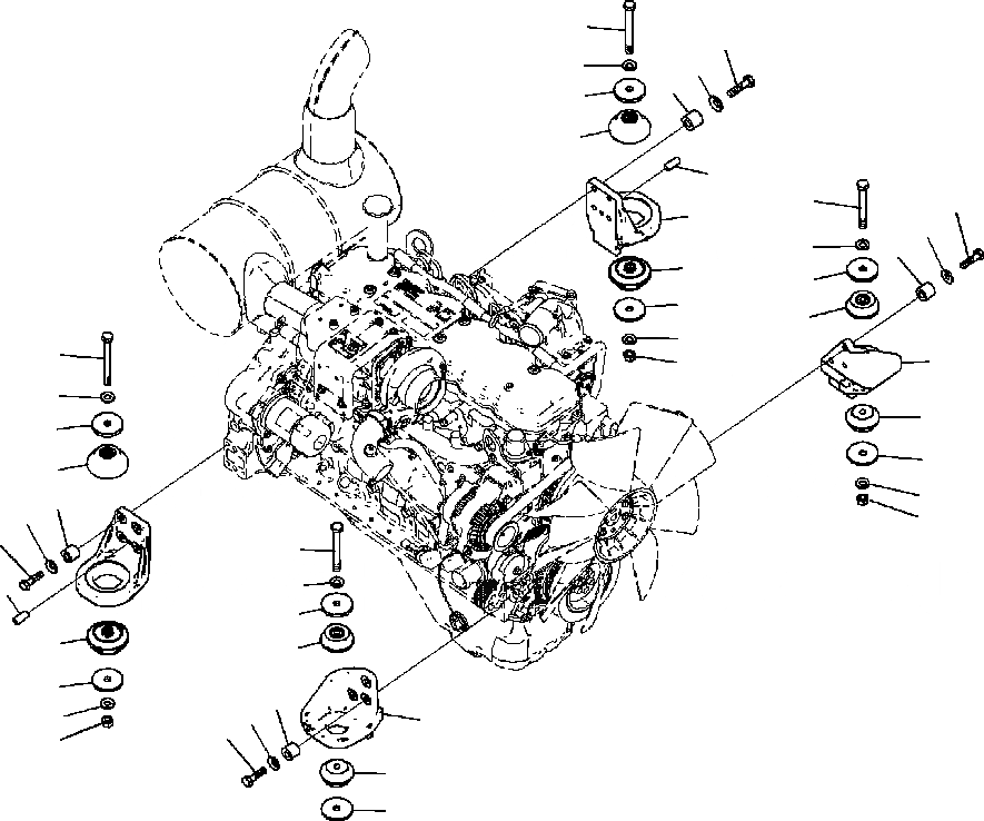 Схема запчастей Komatsu PC200LC-8 - B-A КРЕПЛЕНИЕ ДВИГАТЕЛЯ КОМПОНЕНТЫ ДВИГАТЕЛЯ