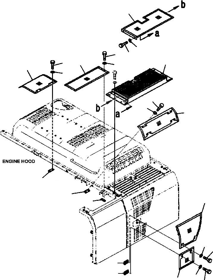Схема запчастей Komatsu PC200LC-8 - M-A КАПОТ NET ЧАСТИ КОРПУСА
