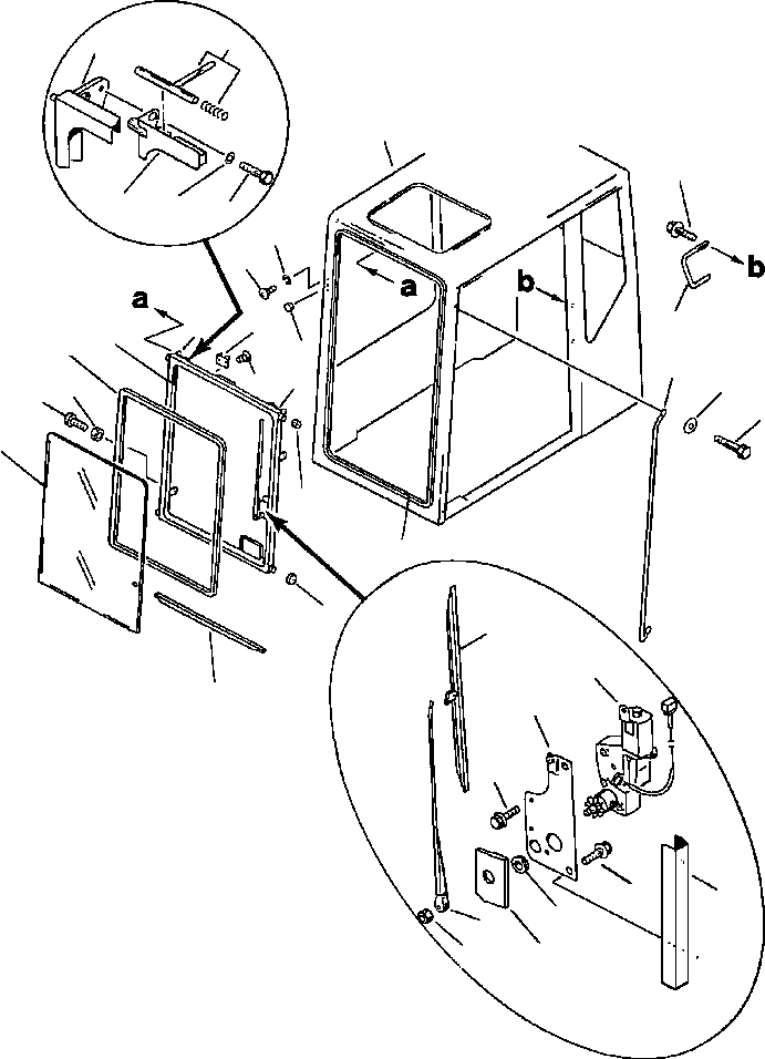 Схема запчастей Komatsu PC200-5 - КАБИНА ASSEMBLY ВЕРХН. ПЕРЕДН. КАБИНА ОКНА ASSEMBLY ЧАСТИ КОРПУСА