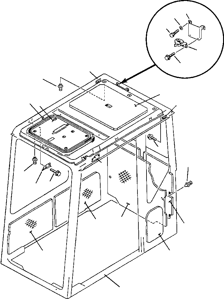 Схема запчастей Komatsu PC200-5 - КАБИНА ASSEMBLY КАБИНА КРЫША КРЫШКАASSEMBLIES ЧАСТИ КОРПУСА