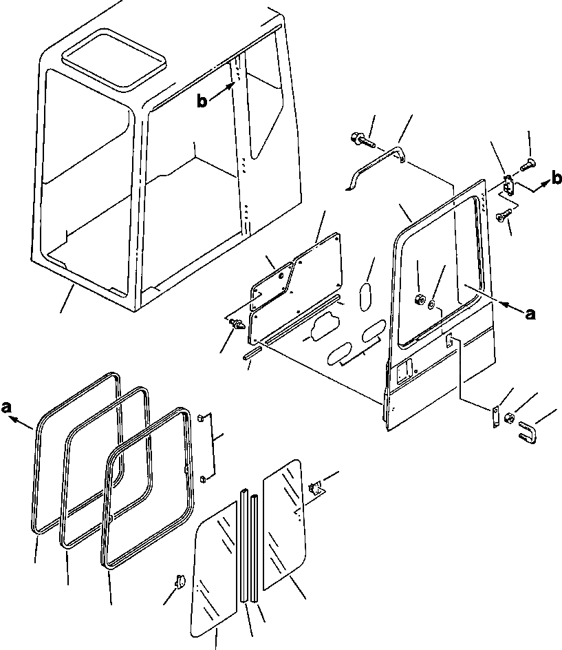 Схема запчастей Komatsu PC200-5 - КАБИНА ASSEMBLY КАБИНА ДВЕРЬ ASSEMBLY ЧАСТИ КОРПУСА