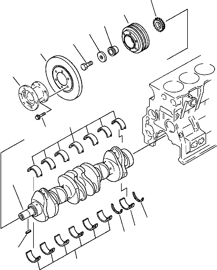 Схема запчастей Komatsu PC200-5 - КОЛЕНВАЛ БЛОК ЦИЛИНДРОВ