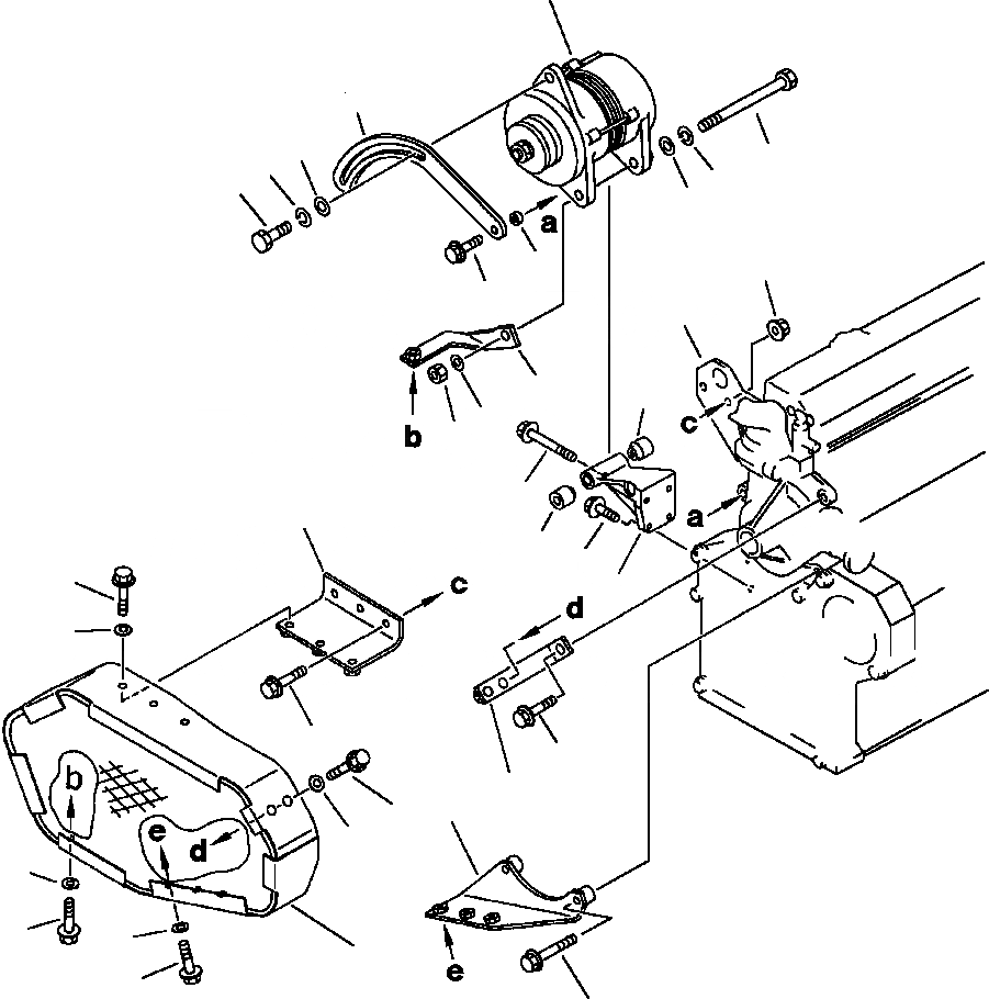 Схема запчастей Komatsu PC200-5 - КРЕПЛЕНИЕ ГЕНЕРАТОРА БЕСЩЕТОЧН. ТИП С COVER ЭЛЕКТРИКА