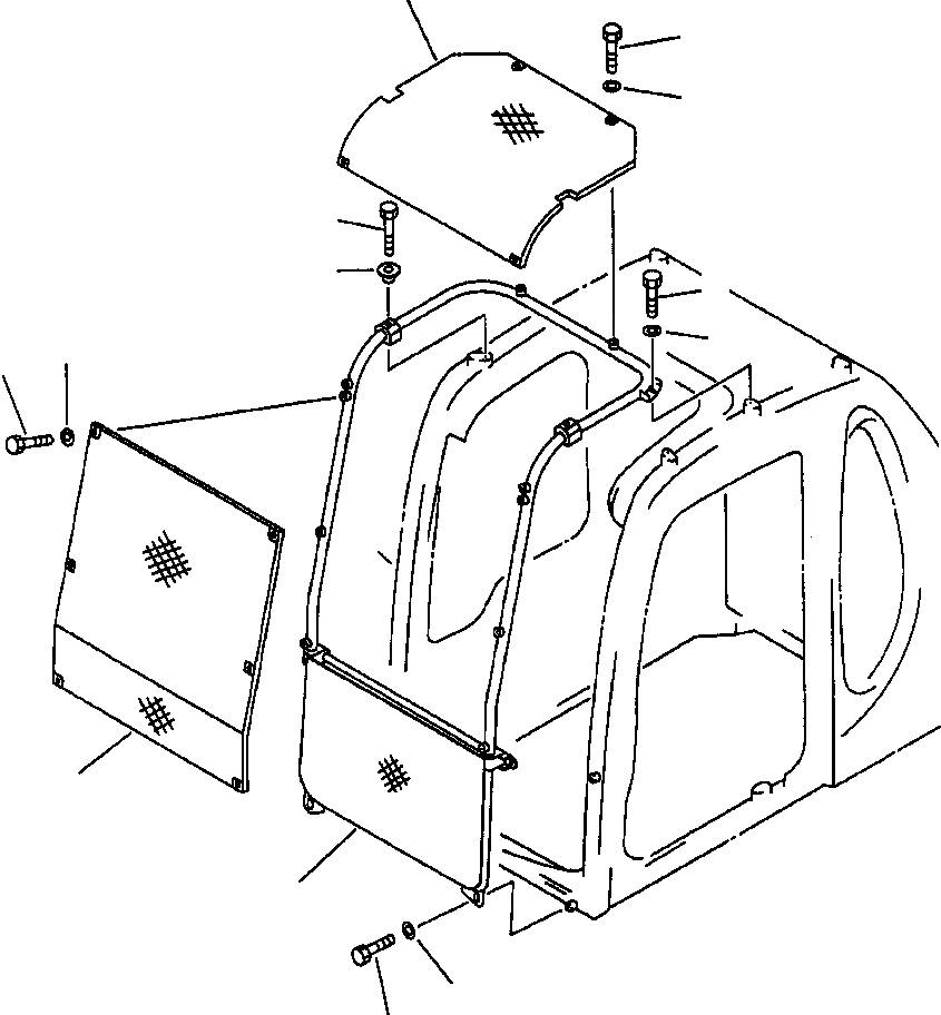 Схема запчастей Komatsu PC200-6L - FIG NO. K- ФРОНТАЛЬНАЯ ЗАЩИТА (ПОЛН.) КАБИНА ОПЕРАТОРА И СИСТЕМА УПРАВЛЕНИЯ