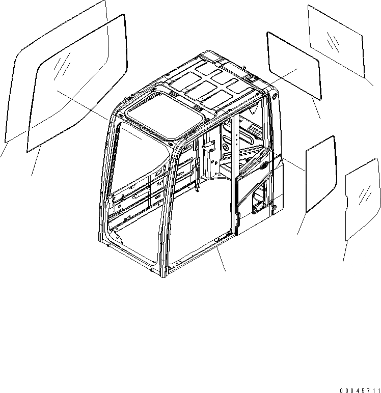 Схема запчастей Komatsu PC200LC-8E0 - КАБИНА (КАБИНА И ОКНА) (АНТИВАНДАЛЬН.) КАБИНА ОПЕРАТОРА И СИСТЕМА УПРАВЛЕНИЯ