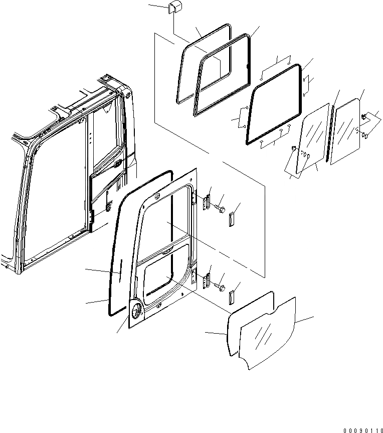 Схема запчастей Komatsu PC200LC-8E0 - КАБИНА (ДВЕРЬ) (АНТИВАНДАЛЬН.) КАБИНА ОПЕРАТОРА И СИСТЕМА УПРАВЛЕНИЯ