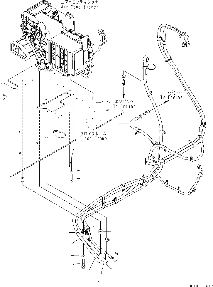 Схема запчастей Komatsu PC200LC-8E0 - КАБИНА (ПОЛ) (ШЛАНГИ ОБОГРЕВАТЕЛЯ) КАБИНА ОПЕРАТОРА И СИСТЕМА УПРАВЛЕНИЯ