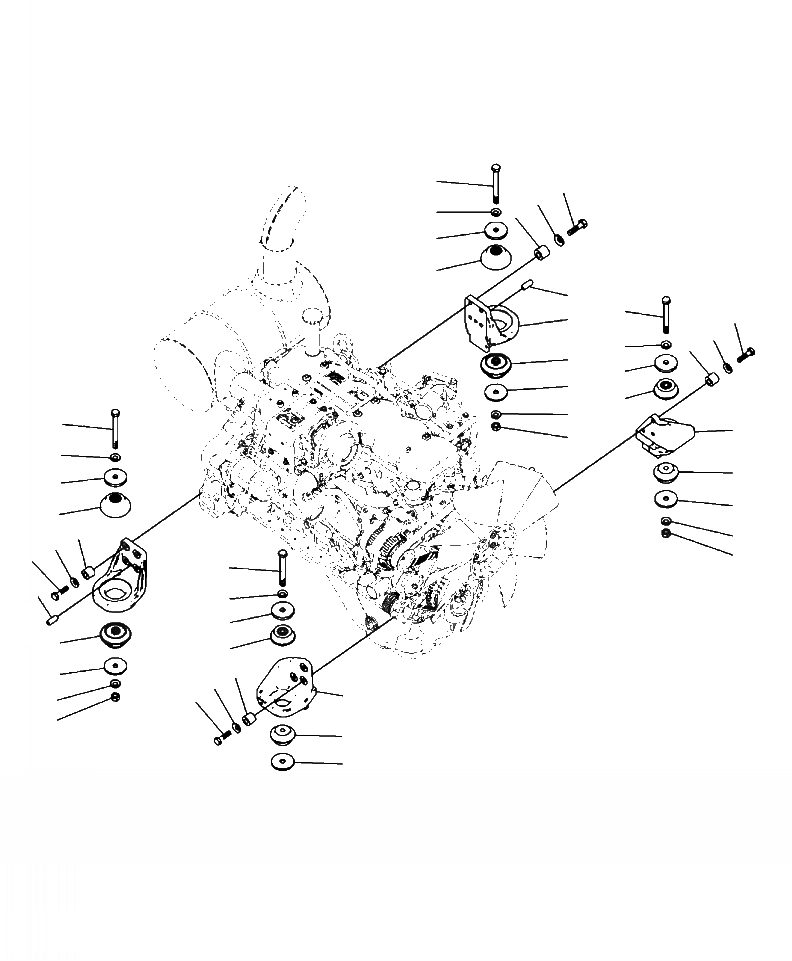 Схема запчастей Komatsu PC200LL-8 - B-A КРЕПЛЕНИЕ ДВИГАТЕЛЯ КОРПУС И ПОДУШКИ КОМПОНЕНТЫ ДВИГАТЕЛЯ