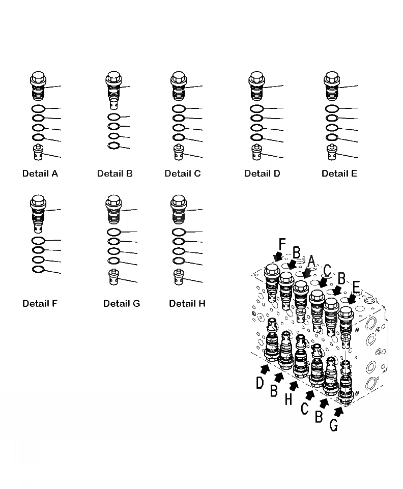 Схема запчастей Komatsu PC200LL-8 - H-A ОСНОВН. КЛАПАН PRESSURE COMPENSATION КЛАПАНS ГИДРАВЛИКА