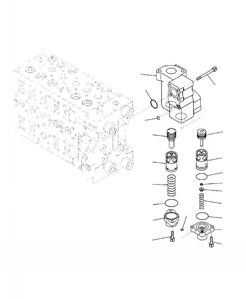 Схема запчастей Komatsu PC200LL-8 - H-A ОСНОВН. КЛАПАН BACK PRESSURE КЛАПАН ГИДРАВЛИКА