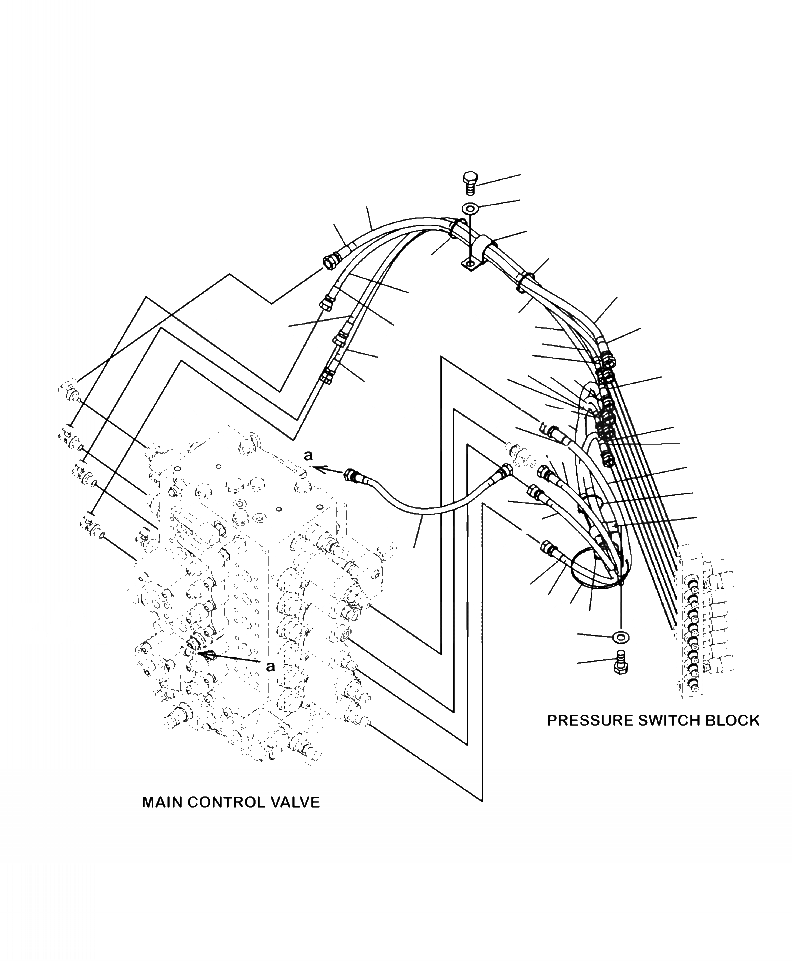 Схема запчастей Komatsu PC200LL-8 - H8-A ГИДРОЛИНИЯ ОСНОВН. ЛИНИЯ PPC ПАТРУБКИ ГИДРАВЛИКА