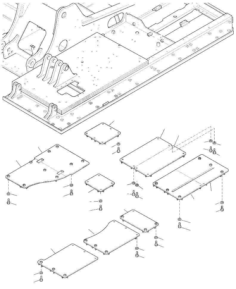 Схема запчастей Komatsu PC200LL-8 - M8-A НИЖН.COVER ЧАСТИ КОРПУСА