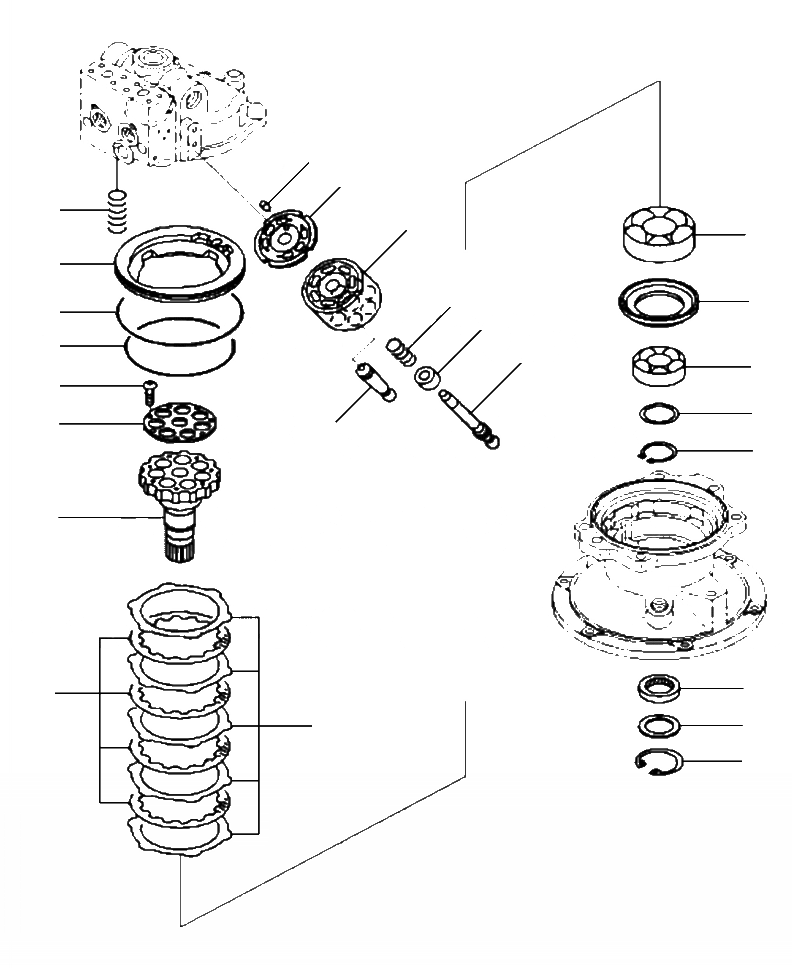 Схема запчастей Komatsu PC200LL-8 - N-A МОТОР ПОВОРОТА ВЕДУЩ. ВАЛ И БЛОК ЦИЛИНДРОВ ПОВОРОТН. КРУГ И КОМПОНЕНТЫ