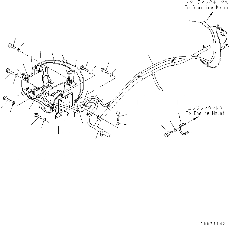 Схема запчастей Komatsu PC200LL-7L - ЭЛЕКТРОПРОВОДКА (ПРОВОДКА СТАРТЕРА) ЭЛЕКТРИКА